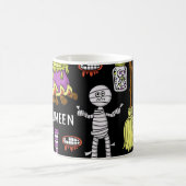 ハロウィンシンボル、ヴィンテージシームレステーマ コーヒーマグカップ (中央)