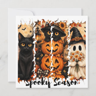 ハロウィンシーズンのかわいい猫のグリーティングカード
