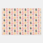 ハロウィンシーズンのカボチャ、キャンディーコーン、黒猫 ラッピングペーパーシート (正面3)