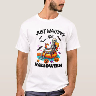 ハロウィンシーズンを待っているスケルトン不気味 Tシャツ