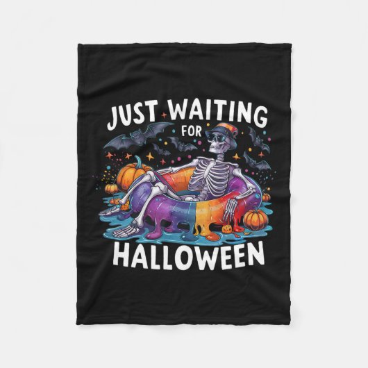 ハロウィンシーズンを待っ不気味ていおもしろいる フリースブランケット (正面)