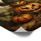 ハロウィンシーズンハロウィーンのカボチャのちょうちんオレンジカボチャ ポスター (角)