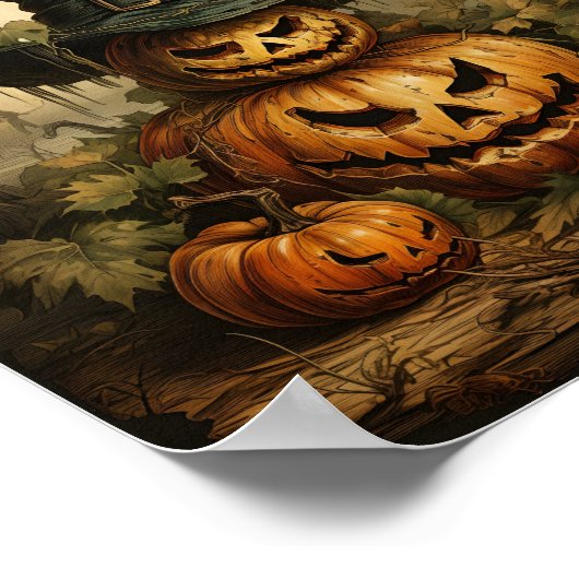 ハロウィンシーズンハロウィーンのカボチャのちょうちんオレンジカボチャ ポスター (角)