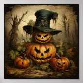 ハロウィンシーズンハロウィーンのカボチャのちょうちんオレンジカボチャ ポスター (正面)