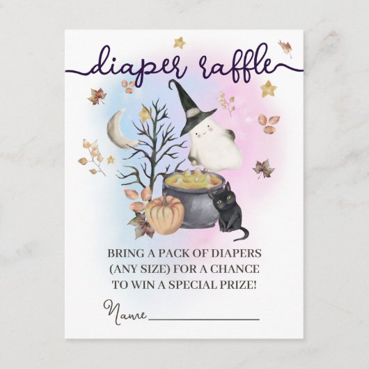 ハロウィンジェンダーおむつラッフルを明らかにする。 エンクロージャーカード (正面)