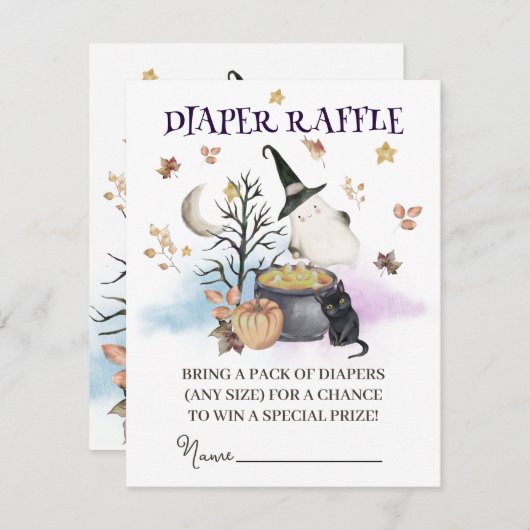 ハロウィンジェンダーおむつラッフルを明らかにする。 エンクロージャーカード (正面/裏面)