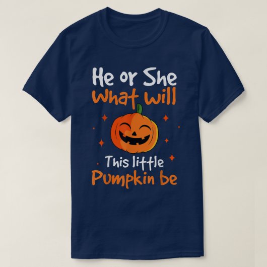 ハロウィンジェンダーがカボチャを明かす彼または彼女はシャワーP Tシャツ (デザイン正面)