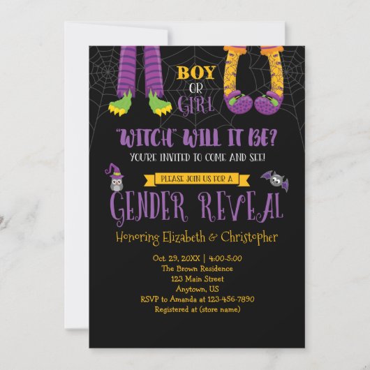 ハロウィンジェンダーが赤ちゃんシャワーを明かす 招待状 (正面)