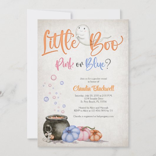 ハロウィンジェンダーが赤ちゃんシャワーを明かす 招待状 (正面)