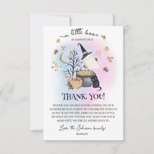 ハロウィンジェンダー少しブーはほとんど期限が来ている サンキューカード (正面)