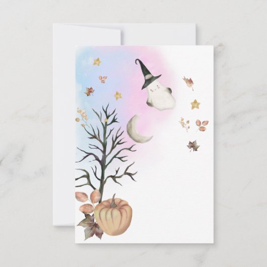 ハロウィンジェンダー少しブーはほとんど期限が来ている サンキューカード (裏面)