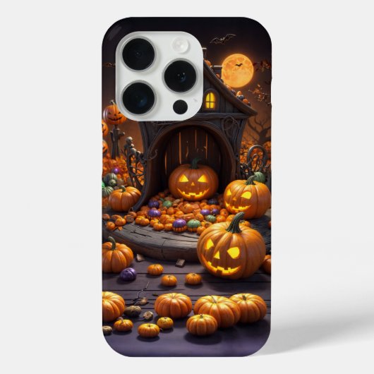 ハロウィンジャックとランタンのアイコンiPhone 15ケース Case-Mate iPhoneケース (裏面)