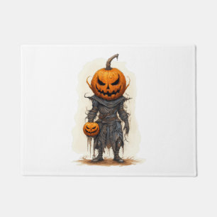 ハロウィンジャックオラターンスカルパンプキン ドアマット