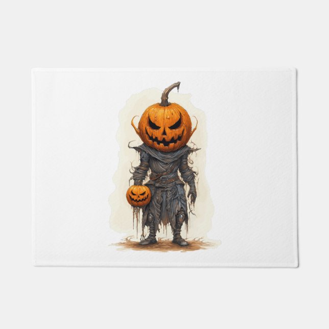 ハロウィンジャックオラターンスカルパンプキン ドアマット (正面)
