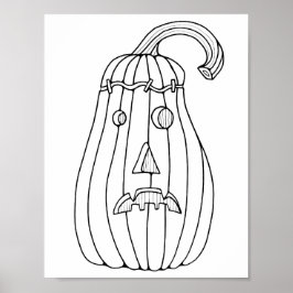 ハロウィンジャックオランタンカラーリングページアート ポスター