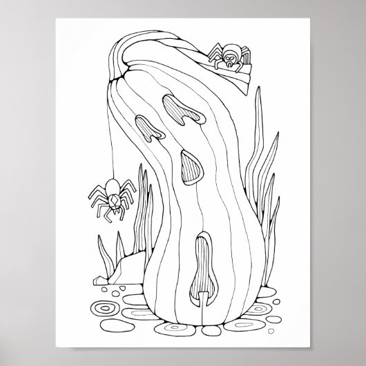 ハロウィンジャックオランタンスパイダーズ着色ページアート ポスター (正面)