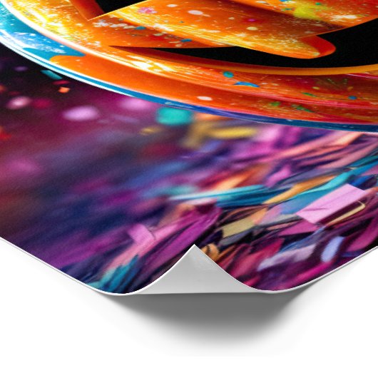 ハロウィンジャックオランタンネオンポップ・アートのアート ポスター (角)