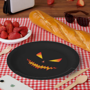 ハロウィンジャックオランタン顔クール怖い悪 ペーパープレート