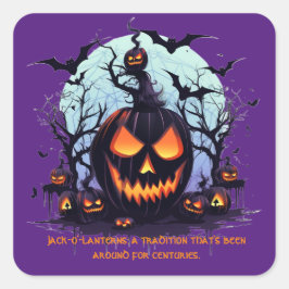 ハロウィンジャック・オランタンとこうもり スクエアシール