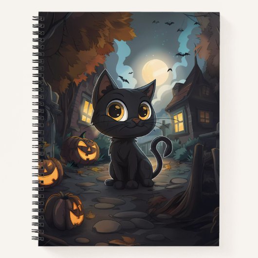 ハロウィンジャック・オランタンを使った黒猫 ノートブック (正面)