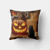 ハロウィンジャック・オ・ランタンと猫の納屋 クッション (裏面)