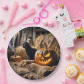 ハロウィンジャック・オ・ランタンと猫の納屋 ペーパープレート (パーティー)