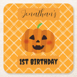 ハロウィンジャック・オ・ランタン誕生日パーティコースター スクエアペーパーコースター