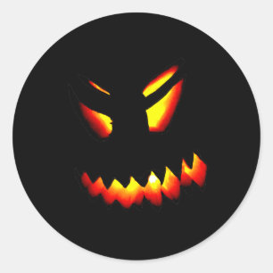 ハロウィンジャック – O – ランタン顔シール ラウンドシール