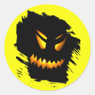 ハロウィンジャック – O – ランタン顔シール ラウンドシール