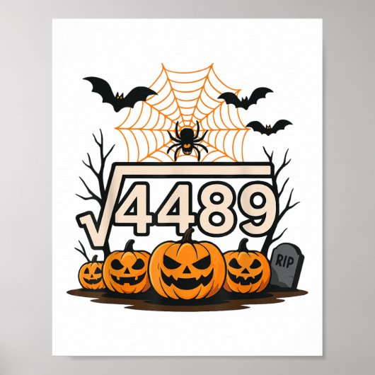 ハロウィンジョーク ルート4489は67 数学の先生Tシャツ ポスター (正面)