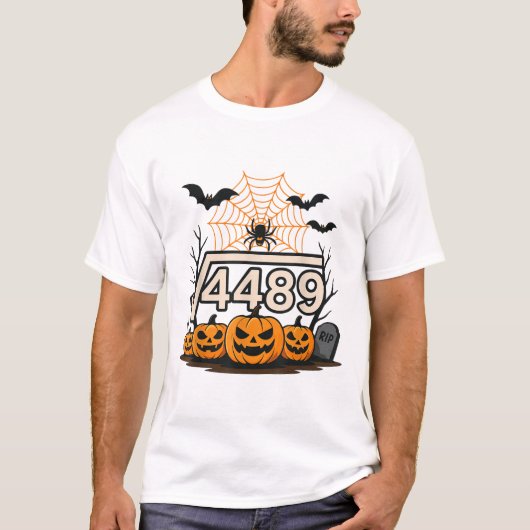 ハロウィンジョーク ルート4489 67 おもしろ 数学 Tシャツ (正面)