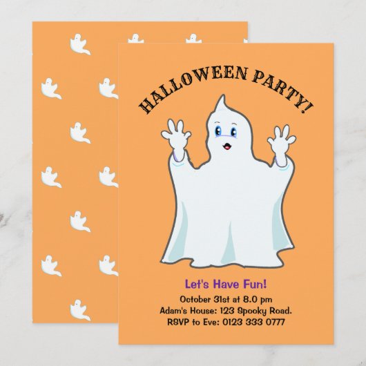 ハロウィンジンジャーのお化けの招待状 招待状 (正面/裏面)