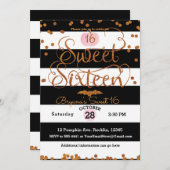 ハロウィンスイート16誕生日パーティー白黒ピンク 招待状 (正面/裏面)