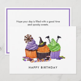 ハロウィンスウィート不気味カップケーキ誕生日 カード