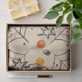 ハロウィンスカルとスパイダーウェブのオレンジ色のドットパターン 薄葉紙 (ギフト)