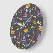 ハロウィンスカルの四角い壁掛け時計 ラージ壁時計 (傾斜)