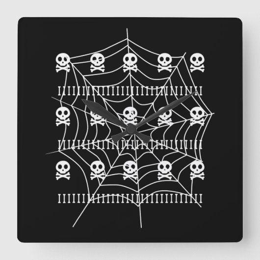 ハロウィンスカルクモの巣の衣装 スクエア壁時計 (正面)