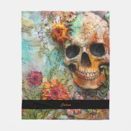 ハロウィンスカルパーソナライズされた名 フリースブランケット