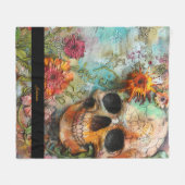 ハロウィンスカルパーソナライズされた名 フリースブランケット (正面(横))