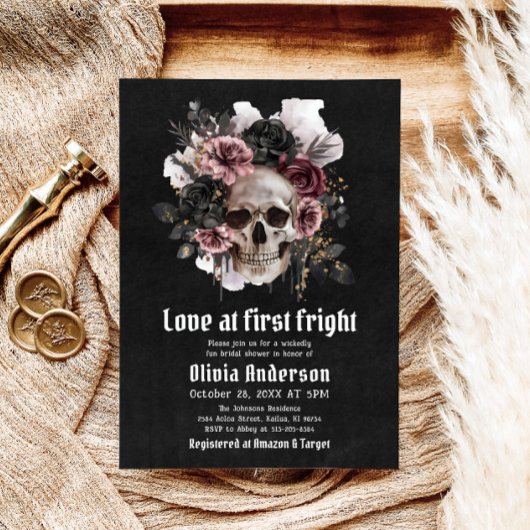 ハロウィンスカルラブアットファーストフライト ブライダルシャワー 招待状