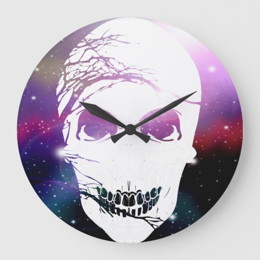 ハロウィンスカル#5 ラージ壁時計 (正面)
