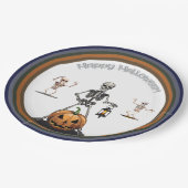 ハロウィンスケルトンのパーティーグループ ペーパープレート (アングル)
