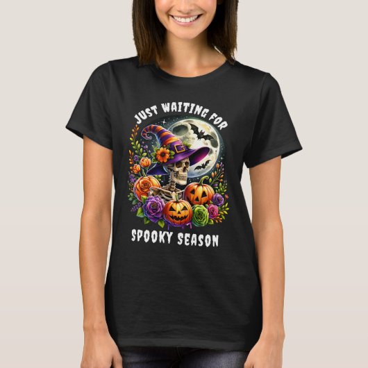 ハロウィンスケルトン付きブラックTシャツ Tシャツ (正面)