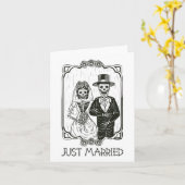 ハロウィンスケルトン新郎新婦たった今結婚しましたF カード (黄色い花)