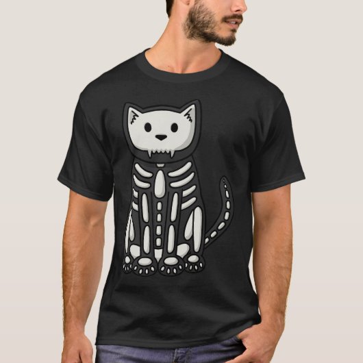 ハロウィンスケルトン猫 Tシャツ (正面)