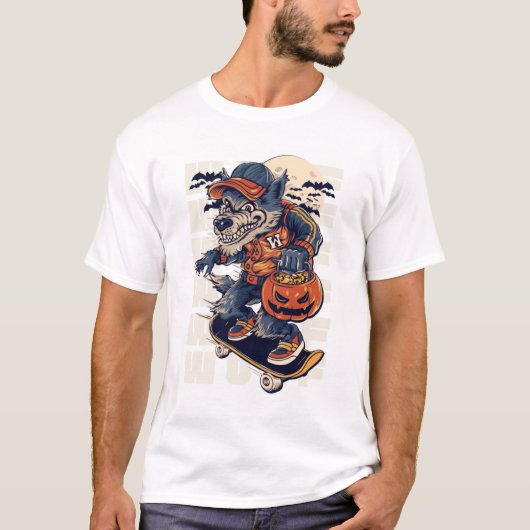 ハロウィンスケートウルフTシャツ Tシャツ (正面)