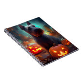 ハロウィンスコティッシュテリアとカボチャ怖い ノートブック (右側)