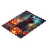 ハロウィンスコティッシュテリアとカボチャ怖い ノートブック (左側)