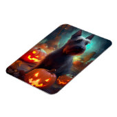 ハロウィンスコティッシュテリアとカボチャ怖い マグネット (左側)