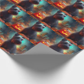 ハロウィンスコティッシュテリアとカボチャ怖い ラッピングペーパー (角)